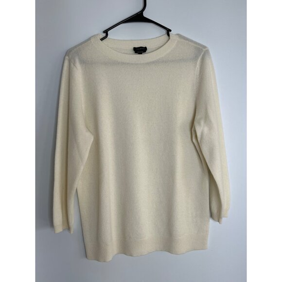 Talbot's 100% Pure Cashmere 3/4 Sleeve Sweater Cream Size Large - Picture 1 of 7